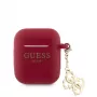 Guess Apple AirPods 1/2 ümbris silikoonist Classic Logo Gold koos 4G ripatsiga Magenta