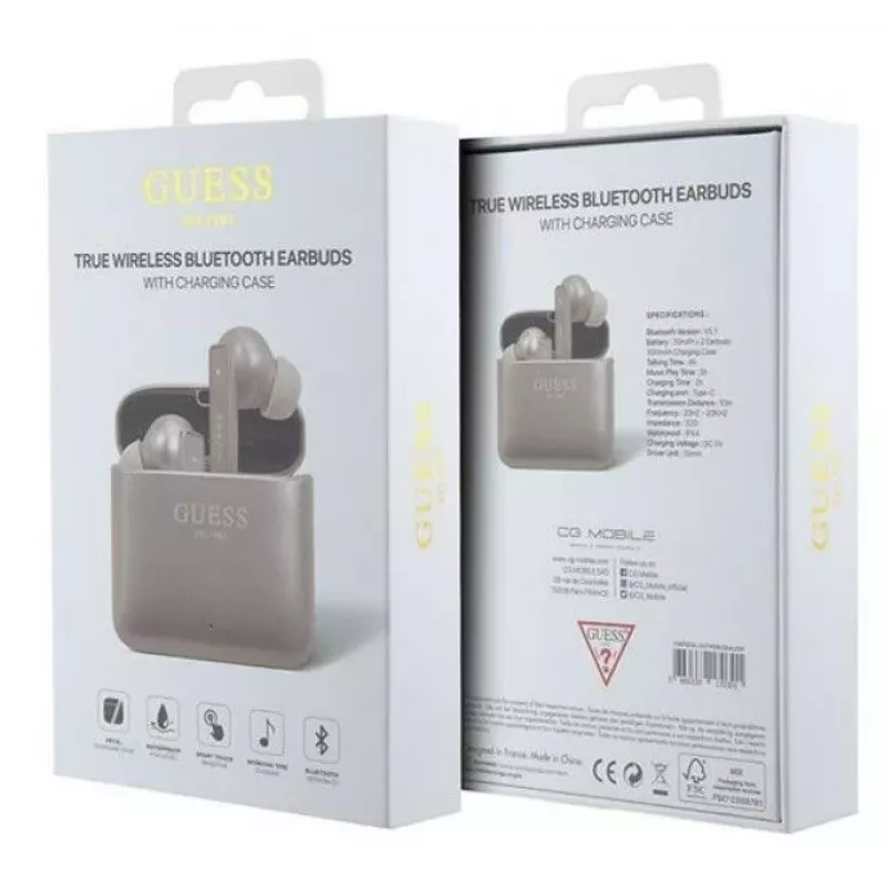 Guess trükitud logoga Bluetooth TWS roosa