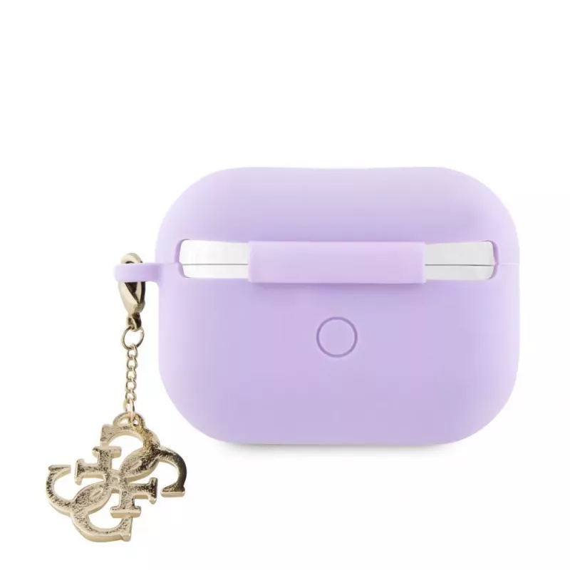 Guess Apple AirPods Pro 2 ümbris silikoonist Classic Logo Gold koos 4G ripatsiga lilla