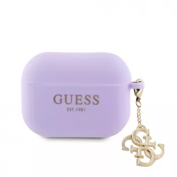 Guess Apple AirPods Pro 2 ümbris silikoonist Classic Logo Gold koos 4G ripatsiga lilla