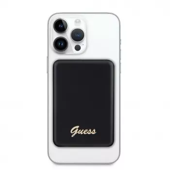 Guess Power Bank 5000mAh 15W MagSafe ja tavalaadimine metallist Script logoga must