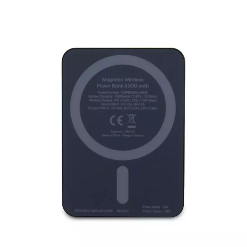 Guess Power Bank 5000mAh 15W MagSafe ja tavalaadimine metallist Script logoga must