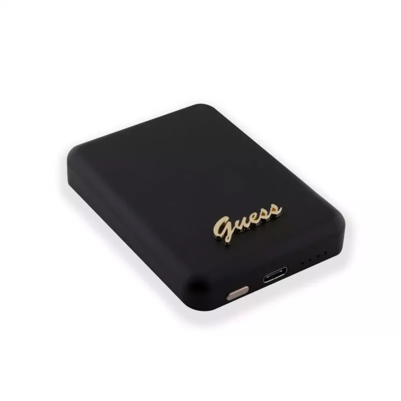 Guess Power Bank 5000mAh 15W MagSafe ja tavalaadimine metallist Script logoga must