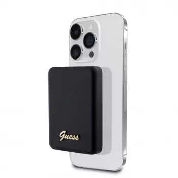 Guess Power Bank 5000mAh 15W MagSafe ja tavalaadimine metallist Script logoga must