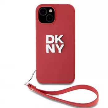 DKNY PU Nahk Stack Logo Randmepaelaga Korp iPhone 15 Punane