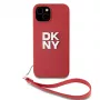 DKNY PU Nahk Stack Logo Randmepaelaga Korp iPhone 15 Punane