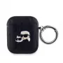 Karl Lagerfeld PU reljeefsete Karl ja Choupette peadega ümbris AirPods 1/2 jaoks, must