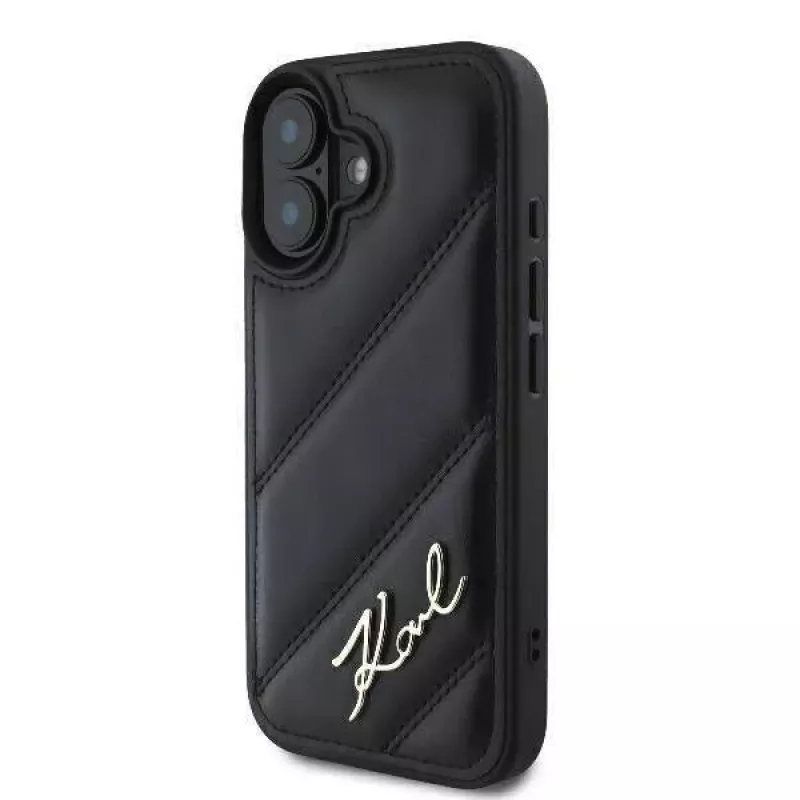 Karl Lagerfeld kõvakate iPhone 16-le, Quilted Signature, must