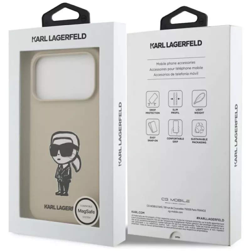 Karl Lagerfeld Apple iPhone 17 Pro Silikoonümbris MagSafe'iga - Pruun (KL Sketch & Logo)