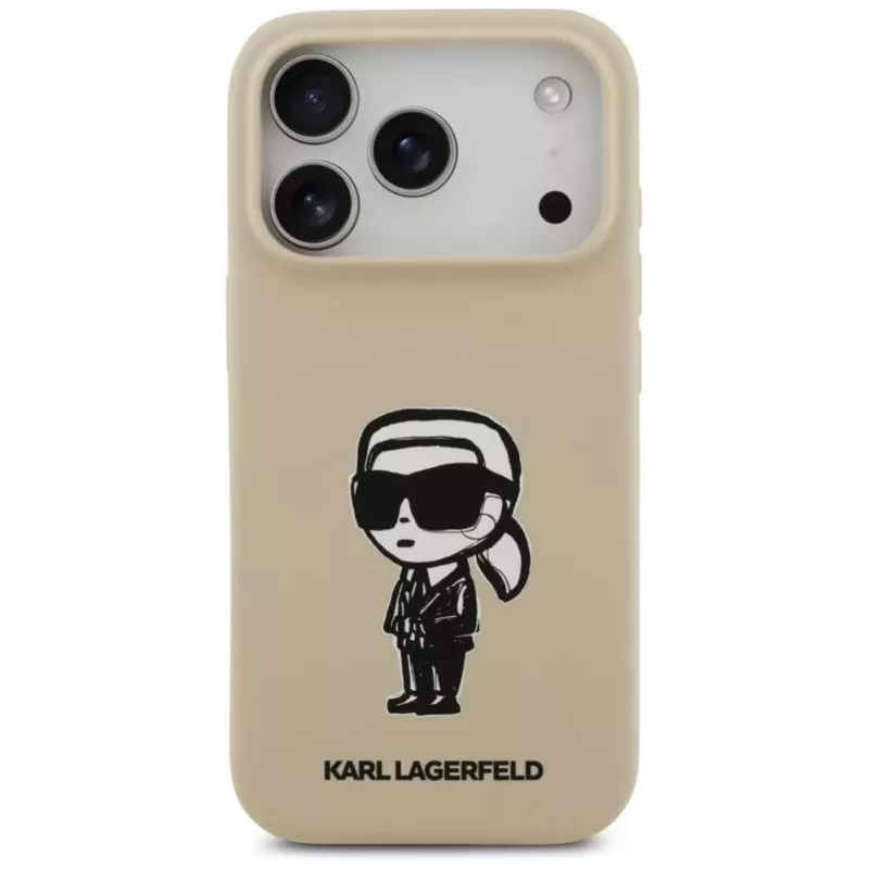 Karl Lagerfeld Apple iPhone 17 Pro Silikoonümbris MagSafe'iga - Pruun (KL Sketch & Logo)