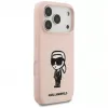 Karl Lagerfeld silikoonkate iPhone 17 Pro jaoks MagSafe'iga, KL Sketch & Logo, roosa