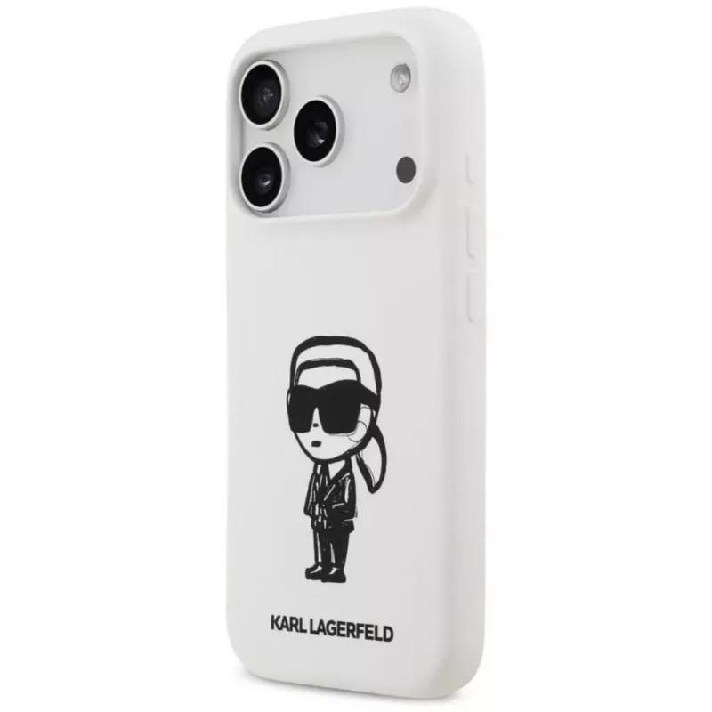 Karl Lagerfeld KL Sketch & Logo Silicone Case for Apple iPhone 17 Pro with MagSafe - White