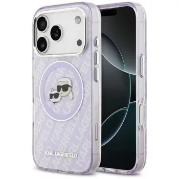 Karl Lagerfeld Apple iPhone 17 Pro silikoonümbris MagSafe'iga K&C Heads Logo lilla