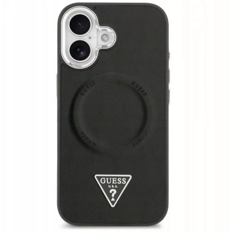 Guess Apple iPhone 17 PU Leather Triangle Logo MagSafe Case Black