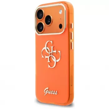 Guess IML 4G Script Metal Case for iPhone 15 Pro - Orange