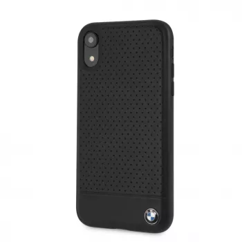 BMW Apple iPhone XR Perforeeritud Nahast Kõva Karp Must