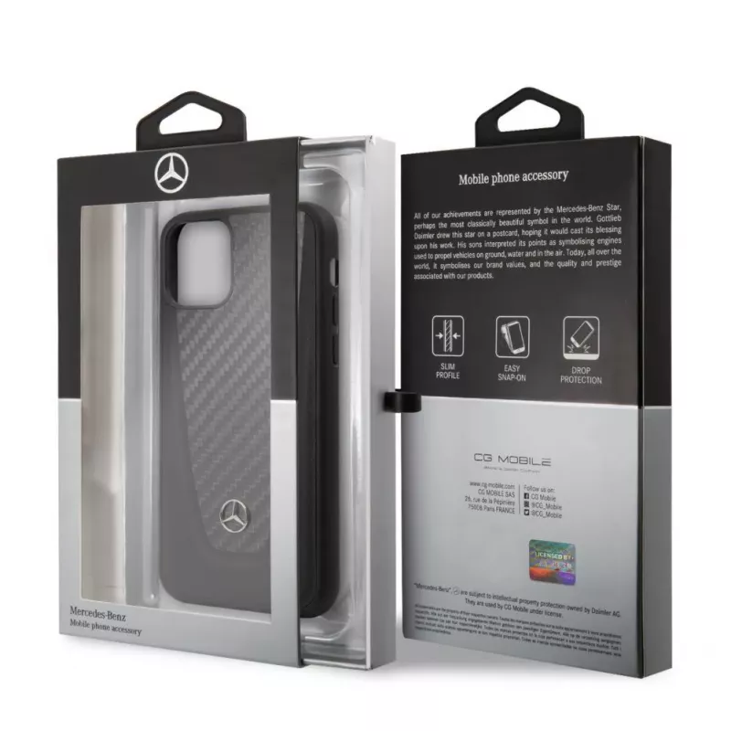 Mercedes-Benz Apple iPhone 11 Pro kõva ümbris nahk süsinikkiud must
