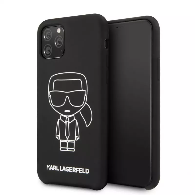 Karl Lagerfeld Apple iPhone 11 Pro Silicone Ikonik White Outline Black Back Cover