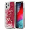 Guess iPhone 12 mini 5.4'' Liquid Glitter Charms Cover Raspberry