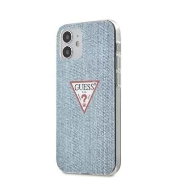 Guess Apple iPhone 12 mini 5.4 inch PC/TPU Denim Triangle Cover Light Blue