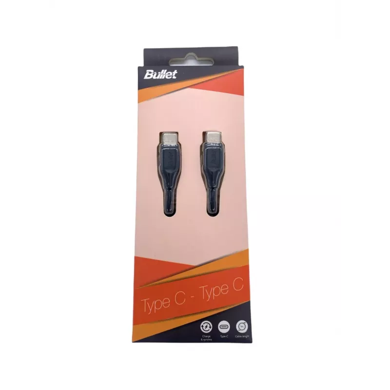 BULLET USB-C to USB-C kaabel 1m, 2.4A must