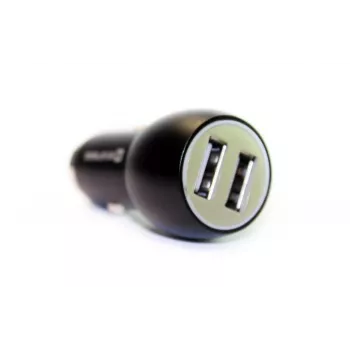 Evelatus EC7DC01 Autolaadija 3.1A 2 USB-porti roostevabast terasest päästevahendiga Must