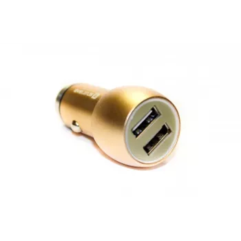 Evelatus ECC01 GOLD Autolaadija 2 USB-porti 3.1A roostevabast terasest päästevahendiga Kuldne