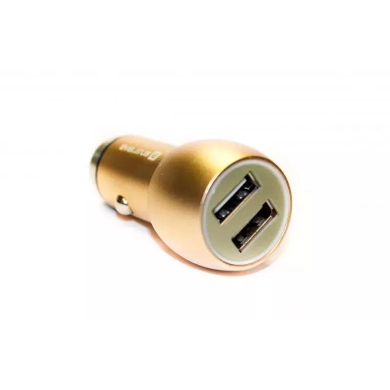 Evelatus ECC01 GOLD Autolaadija 2 USB-porti 3.1A roostevabast terasest päästevahendiga Kuldne