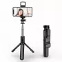 Elight S3L 3in1 LED-valgustiga selfie-kepp ja videokõnede statiiv kuni 68 cm, päästikunupuga, must
