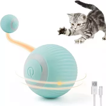 iLike iBL Interaktiivne lemmikloomamänguasi veerev pall 4,3 cm automaatse liikumise / öö-LED-iga, USB-C laetav