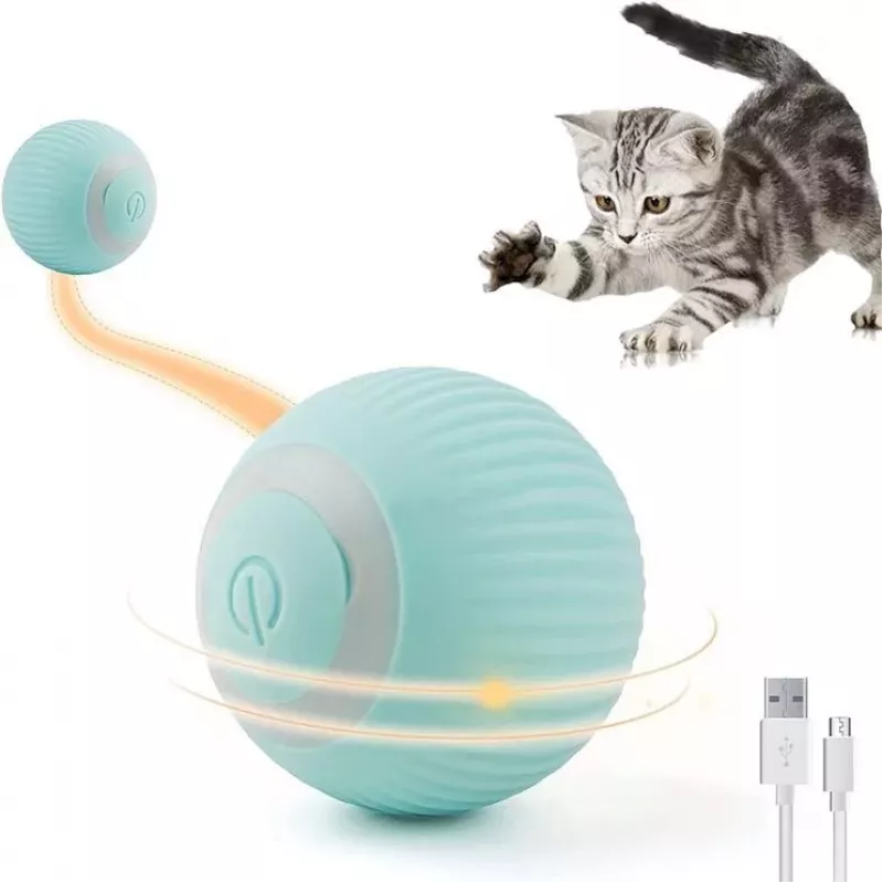 iLike iBL Interaktiivne lemmikloomamänguasi veerev pall 4,3 cm automaatse liikumise / öö-LED-iga, USB-C laetav