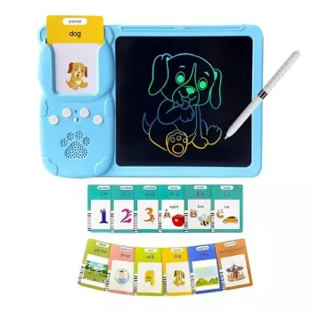 Kiddyz Learning Pad koos 112 rääkiva õppekaardi ja 8,5-tollise LCD kirjutustahvliga, USB-laetav õppemänguasi lastele vanuses 3–8 aastat