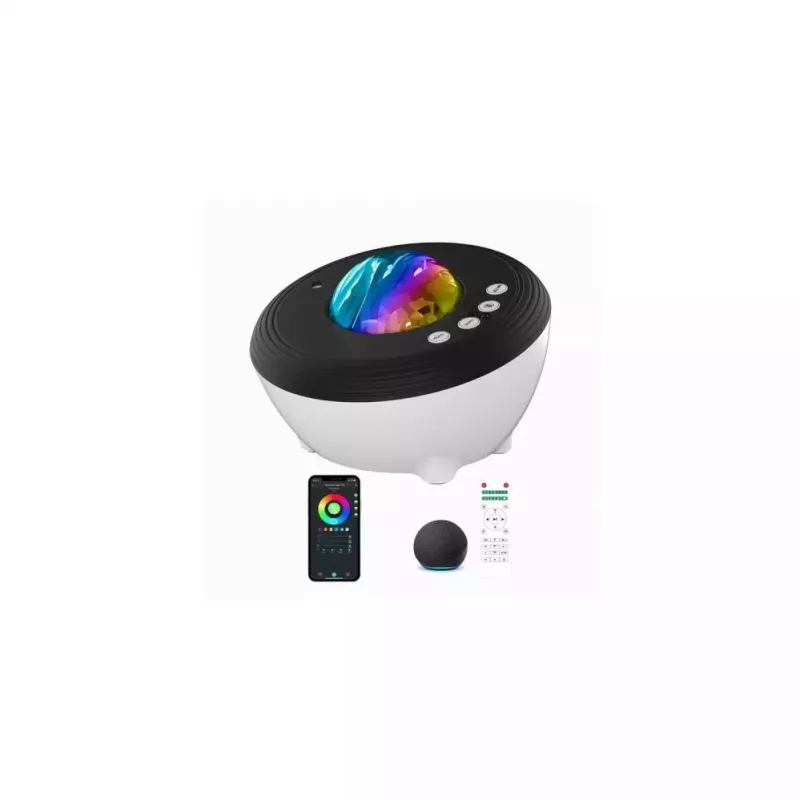 Elight J1 Aurora projektor atmosfäärihelide ja Bluetooth-kõlariga, nutikas Wi-Fi Bluetoothi rakenduse juhtimine, valge