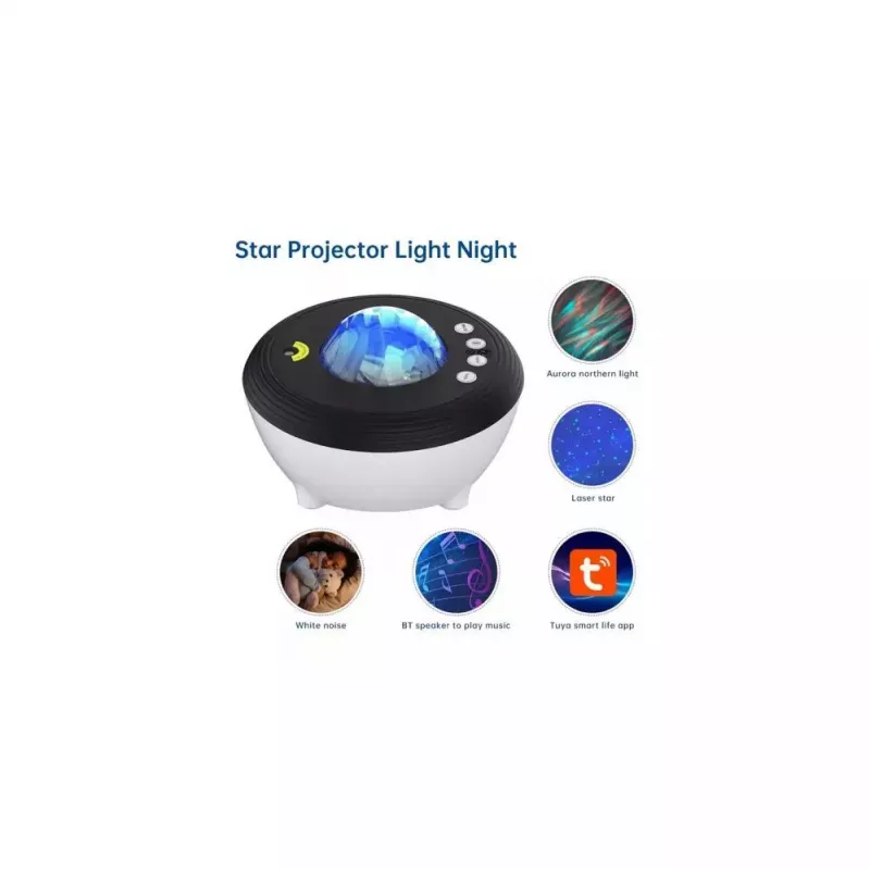 Elight J1 Aurora projektor atmosfäärihelide ja Bluetooth-kõlariga, nutikas Wi-Fi Bluetoothi rakenduse juhtimine, valge