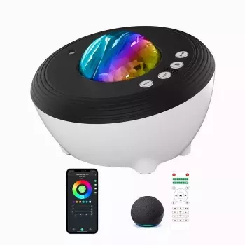 Elight J1 Aurora projektor atmosfäärihelide ja Bluetooth-kõlariga, nutikas Wi-Fi Bluetoothi rakenduse juhtimine, valge