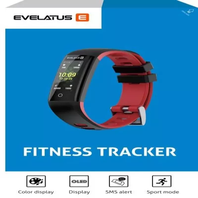 Evelatus Fitness Tracker EFT02 Must Punane