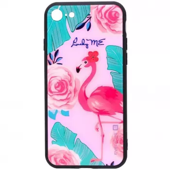 Evelatus Apple iPhone 7/8/SE 2020 Picture Glass Case Flamingo Party