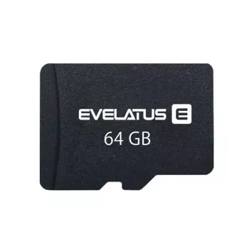 Evelatus MicroSDXC 64GB Class 10 UHS-I U1 V10 mälukaart, lugemiskiirus 60MB/s, kirjutamiskiirus 20MB/s