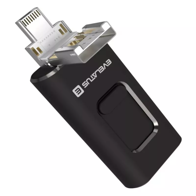 Evelatus USB Flash 4in1 64GB EFD03 (USB, Micro, Type C ja iPhone) Must