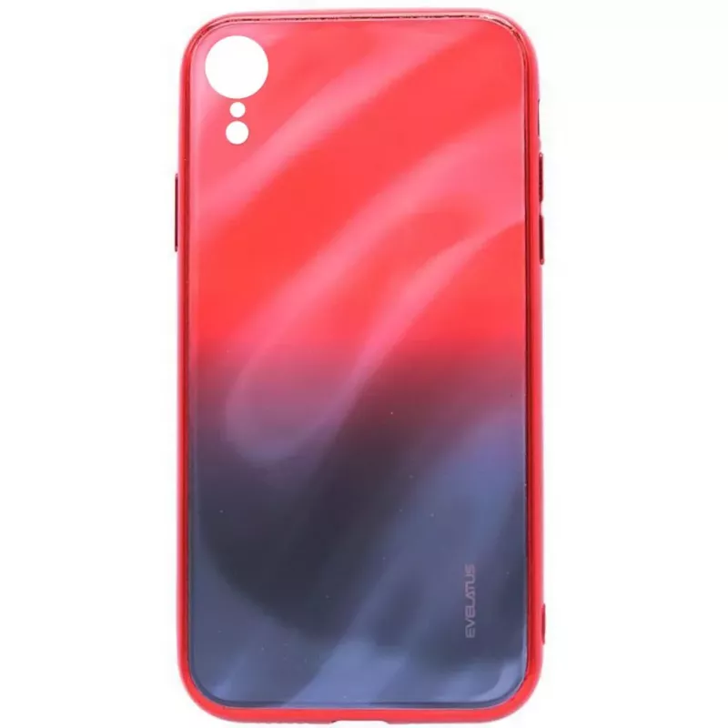 Evelatus Apple iPhone XR Water Ripple Gradient Color Anti-Explosion Tempered Glass Case Gradient Red-Black