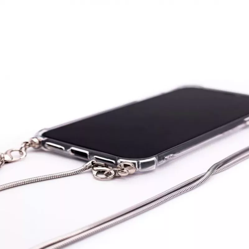 Evelatus Apple iPhone 7/8/SE2020/SE2022 Silicone Transparent with Necklace TPU Strap Silver