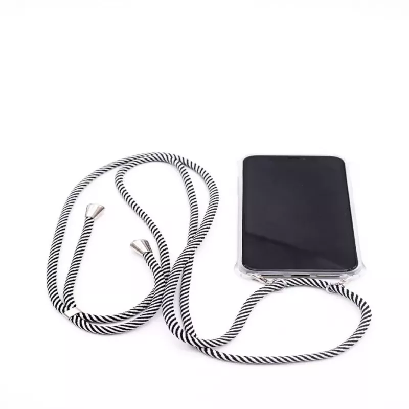 Evelatus Samsung Galaxy A70 Case with Rope Black Stripes Transparent