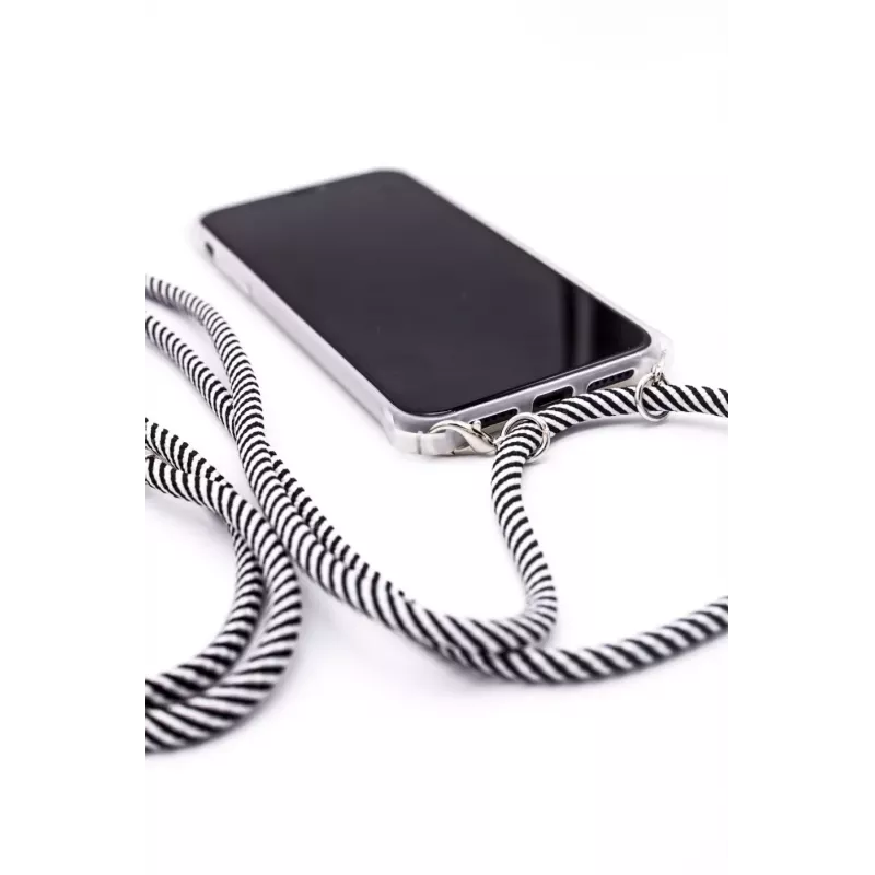 Evelatus Samsung Galaxy A70 Case with Rope Black Stripes Transparent