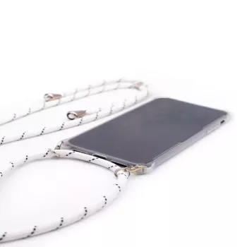 Evelatus Samsung Galaxy A70 ümbris nööriga valgete triipudega läbipaistev TPU tagakaas