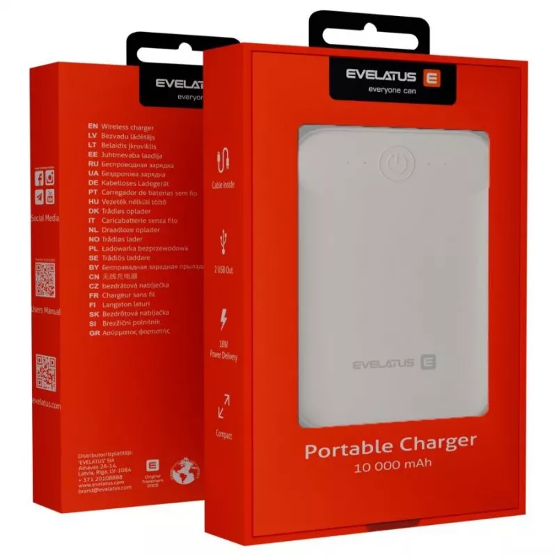 Evelatus Power Bank EPB07 10000 mAh Valge