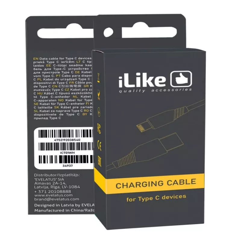 iLike Evelatus laadimiskaabel Lightning-seadmetele CCI01 Valge