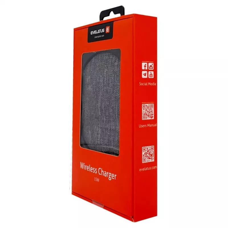 Evelatus Wireless Desk Charger EWC04 Fabric - 10W Qi laadimisalus