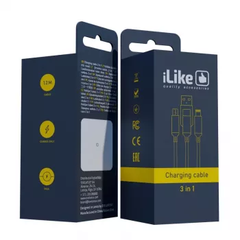 iLike Laadimiskaabel 3 in 1 CCI02 Sinine