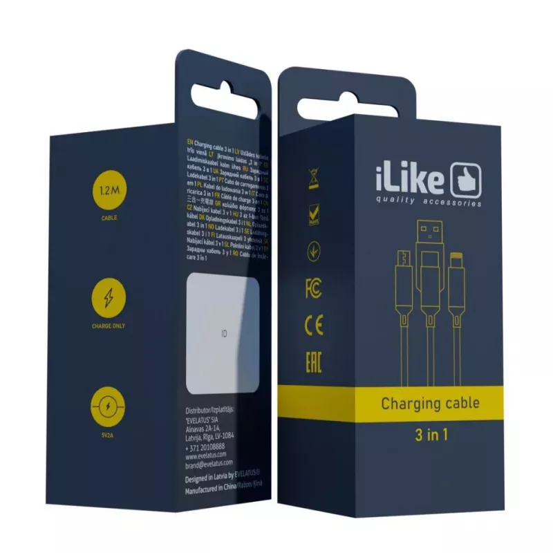 iLike Laadimiskaabel 3 in 1 CCI02 Sinine