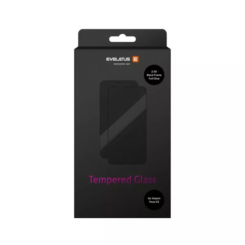 Evelatus Xiaomi Poco X3 2.5D Full Cover Japan Glue Glass Anti-Static Screen Protector